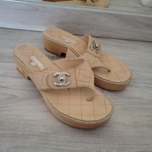 Chanel Nude Leather Sandals